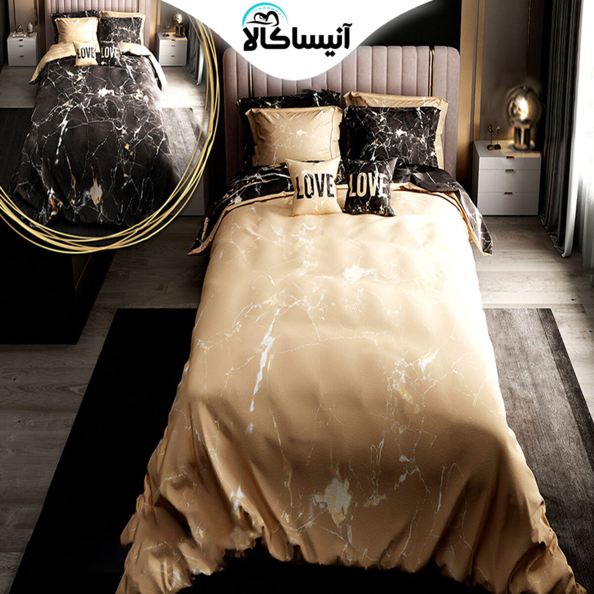 روتختی دو نفره پارلاک طرح سنگی کد 15