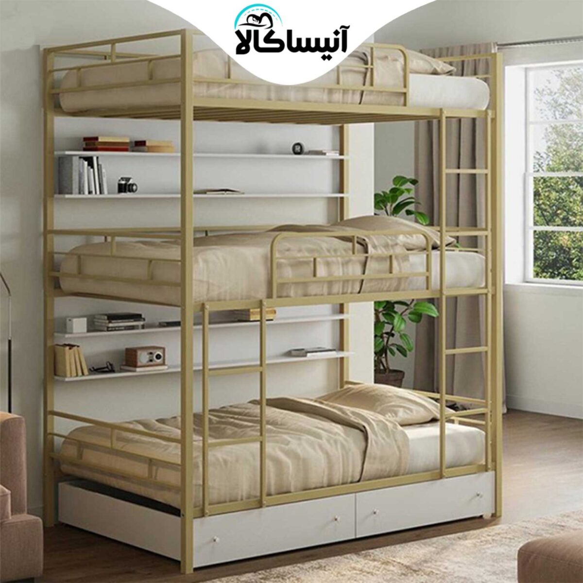 تخت‌ خواب فلزی سه‌ طبقه آنیسا مدل A30 (ارسال رایگان) - تصویر 2