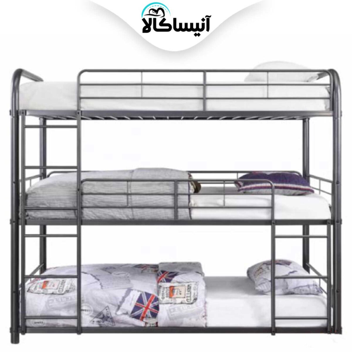 تخت خواب فلزی سه طبقه آنیسا مدل A40 (ارسال رایگان) - تصویر 2