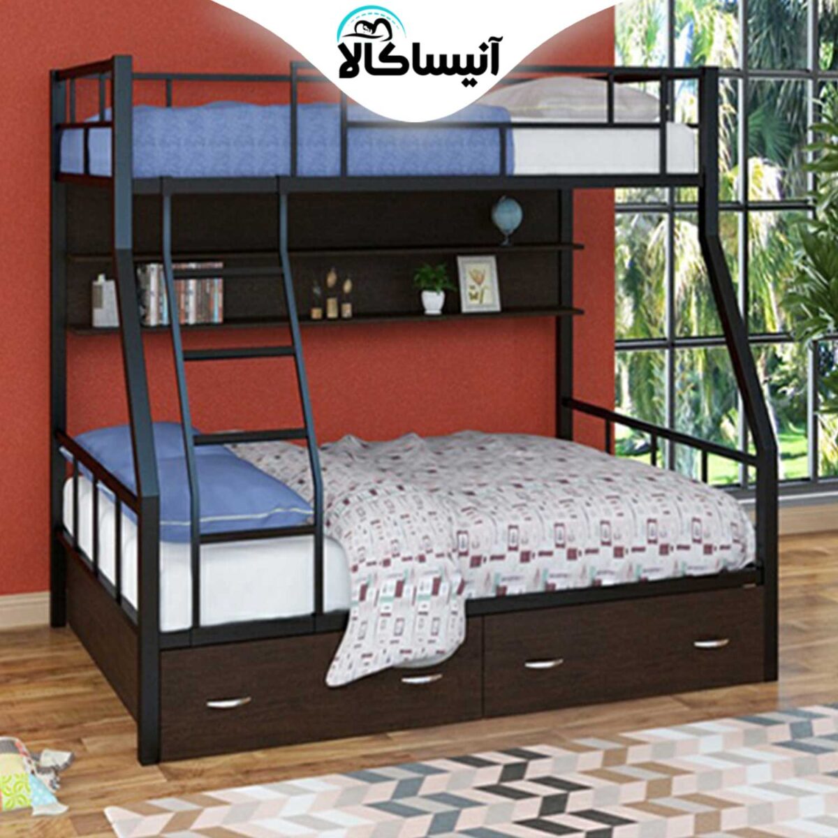 تخت خواب فلزی دو طبقه DS مدل S15