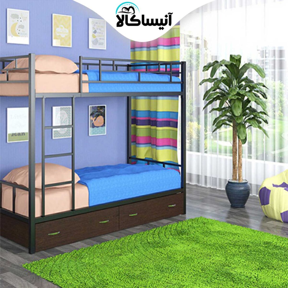تخت خواب فلزی دو طبقه DS مدل S16