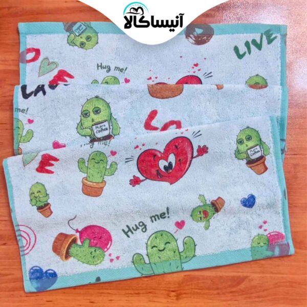 حوله دستی برق لامع مدل جونیور طرح کاکتوس (ارسال رایگان)